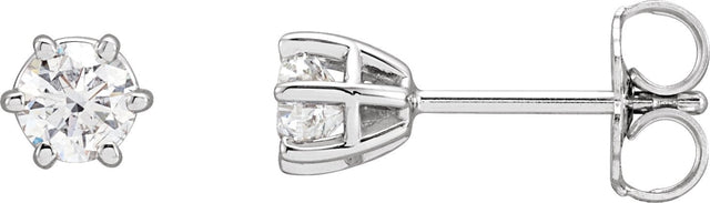 14K Gold Lab-Grown Diamond Round 6-Prong Stud Earrings - White Gold
