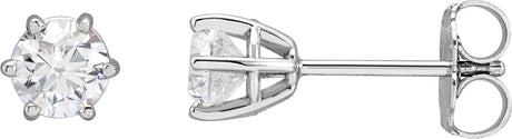 14K Gold Lab-Grown Diamond Round 6-Prong Stud Earrings - White Gold