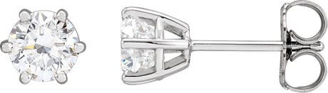 14K Gold Lab-Grown Diamond Round 6-Prong Stud Earrings - White Gold