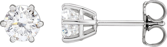 14K Gold Lab-Grown Diamond Round 6-Prong Stud Earrings - White Gold