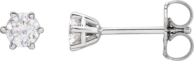 14K Gold Lab-Grown Diamond Round 6-Prong Stud Earrings - White Gold