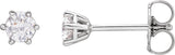 14K Gold Natural Diamond Round 6-Prong Stud Earrings - White Gold