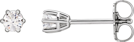 14K Gold Lab-Grown Diamond Round 6-Prong Stud Earrings - White Gold