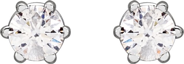 14K Gold Lab-Grown Diamond Round 6-Prong Stud Earrings - White Gold - view 2