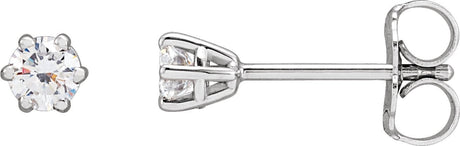 14K Gold Lab-Grown Diamond Round 6-Prong Stud Earrings - White Gold