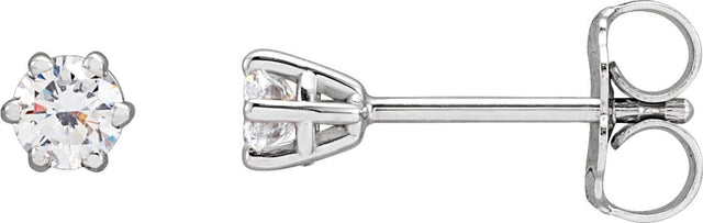 14K Gold Lab-Grown Diamond Round 6-Prong Stud Earrings - White Gold