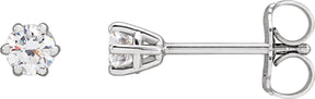 Platinum Natural Diamond Round 6-Prong Stud Earrings