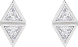 Platinum Triangle Natural Diamond Two-Stone Bezel-Set Earrings - view 2