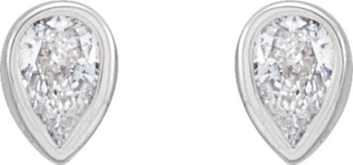 14K Gold Natural Diamond Pear Bezel-Set Stud Earrings – 3x2mm - White Gold - view 2