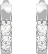 Platinum Round Natural Diamond Accented Huggie Earrings – 1.3-2mm Stones - view 4