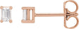 14K Gold Natural Diamond Straight Baguette 4-Prong Stud Earrings - Rose Gold