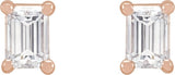 14K Gold Lab-Grown Diamond Straight Baguette 4-Prong Stud Earrings - Rose Gold - view 2