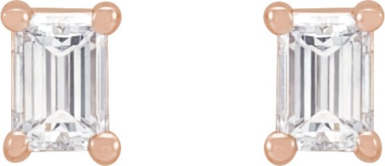 14K Gold Lab-Grown Diamond Straight Baguette 4-Prong Stud Earrings - Rose Gold - view 2