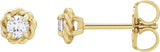 14K Gold Natural White Sapphire Round 4-Prong Claw Rope Stud Earrings - Yellow Gold