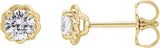 14K Gold Natural White Sapphire Round 4-Prong Claw Rope Stud Earrings - Yellow Gold