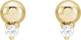 14K Gold Round Natural Diamond Accented Bead Earrings - Yellow Gold - view 2