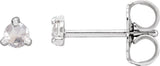 14K Gold Natural Diamond Round 3-Prong Claw Rose-Cut Stud Earrings - White Gold