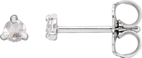 14K Gold Natural Diamond Round 3-Prong Claw Rose-Cut Stud Earrings - White Gold