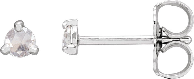 14K Gold Natural Diamond Round 3-Prong Claw Rose-Cut Stud Earrings - White Gold