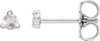 Platinum Natural Diamond Round 3-Prong Claw Rose-Cut Stud Earrings