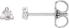 Platinum Natural Diamond Round 3-Prong Claw Rose-Cut Stud Earrings