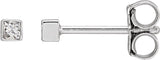 Platinum Natural Diamond Square Bezel-Set Stud Earrings