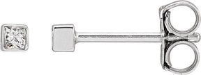 Platinum Natural Diamond Square Bezel-Set Stud Earrings
