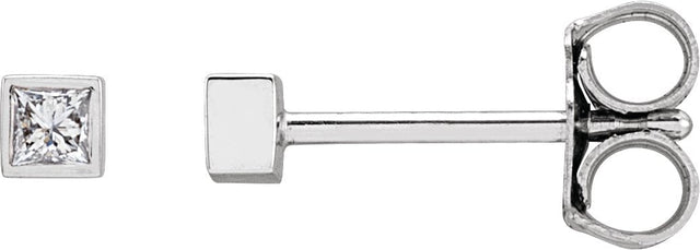 Platinum Natural Diamond Square Bezel-Set Stud Earrings