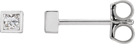 14K Gold Lab-Grown Diamond Square Bezel-Set Stud Earrings - White Gold