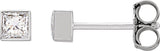 14K Gold Lab-Grown Diamond Square Bezel-Set Stud Earrings - White Gold