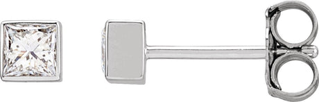 14K Gold Lab-Grown Diamond Square Bezel-Set Stud Earrings - White Gold