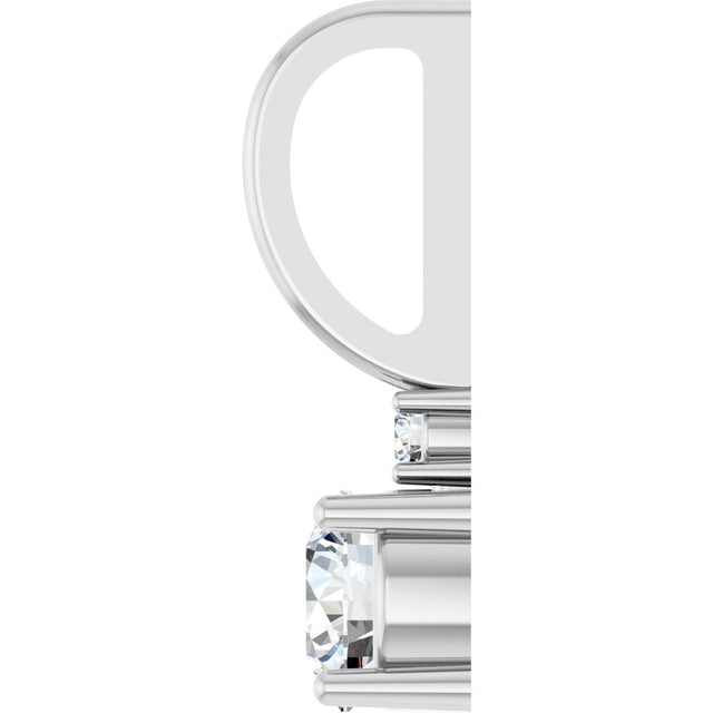 14K Gold Round Natural White Sapphire Accented Pendant - White Gold - view 3