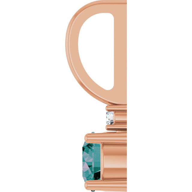14K Gold Round Lab-Grown Alexandrite Accented Pendant - Rose Gold - view 3