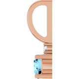 14K Gold Round Natural Aquamarine Accented Pendant - Rose Gold - view 3