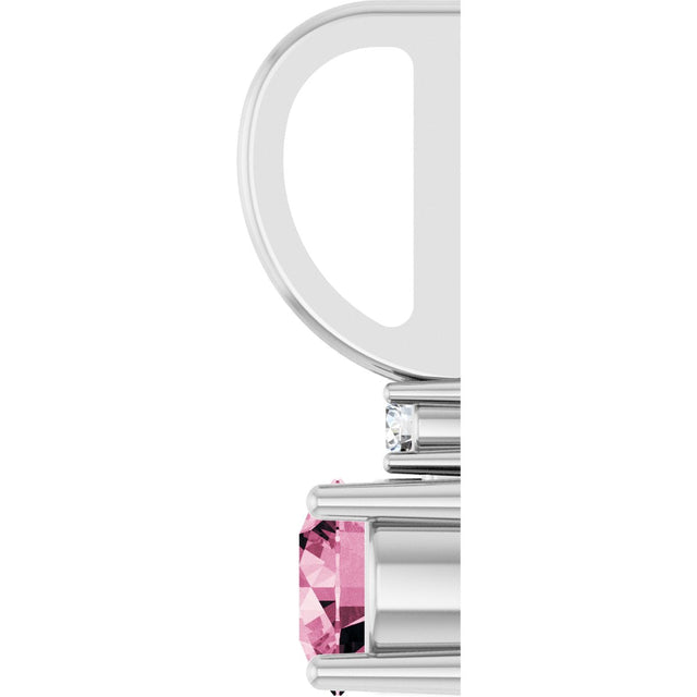 14K Gold Round Natural Pink Tourmaline Accented Pendant - White Gold - view 3