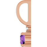 14K Gold Round Natural Amethyst Accented Pendant - Rose Gold - view 3