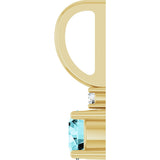 14K Gold Round Natural Blue Zircon Accented Pendant - Yellow Gold - view 3