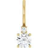 14K Gold Round Natural White Sapphire Accented Pendant - Yellow Gold