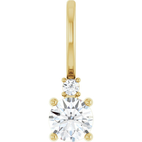 14K Gold Round Natural White Sapphire Accented Pendant - Yellow Gold