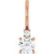 14K Gold Round Natural Diamond Accented Pendant – 4mm Stones - Rose Gold
