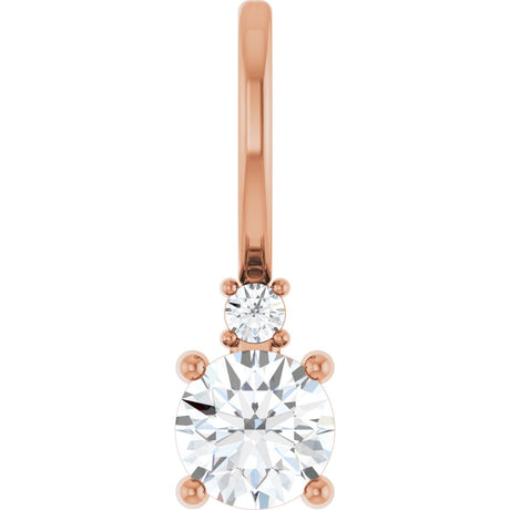 14K Gold Round Natural Diamond Accented Pendant – 4mm Stones - Rose Gold