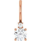 14K Gold Round Natural White Sapphire Accented Pendant - Rose Gold