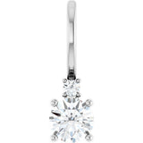 14K Gold Round Natural Diamond Accented Pendant – 4mm Stones - White Gold