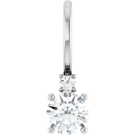 Platinum Round Natural White Sapphire Accented Pendant