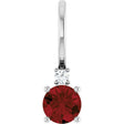 Platinum Round Natural Mozambique Garnet Accented Pendant