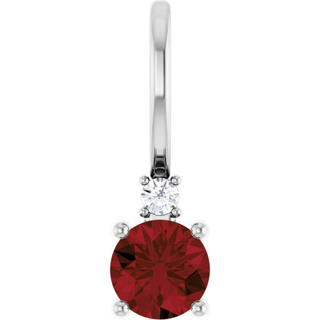 Platinum Round Natural Mozambique Garnet Accented Pendant