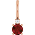 14K Gold Round Natural Mozambique Garnet Accented Pendant - Rose Gold