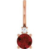 14K Gold Round Natural Mozambique Garnet Accented Pendant - Rose Gold