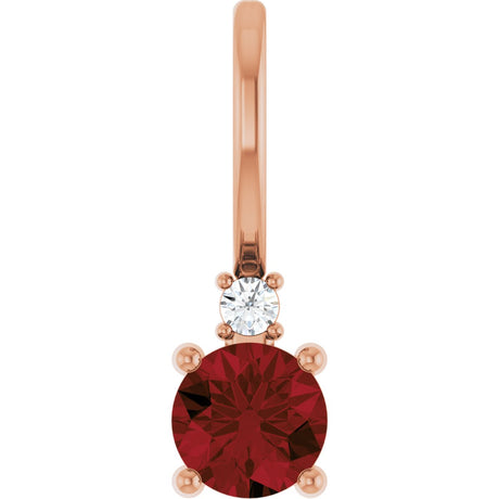 14K Gold Round Natural Mozambique Garnet Accented Pendant - Rose Gold