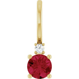 14K Gold Round Natural Ruby Accented Pendant - Yellow Gold